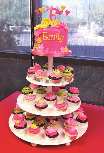 Yellow and Green Cupcake Birthday Cake