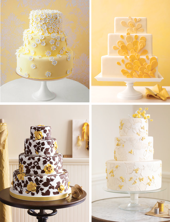 Yellow and Turquoise Wedding Cakes