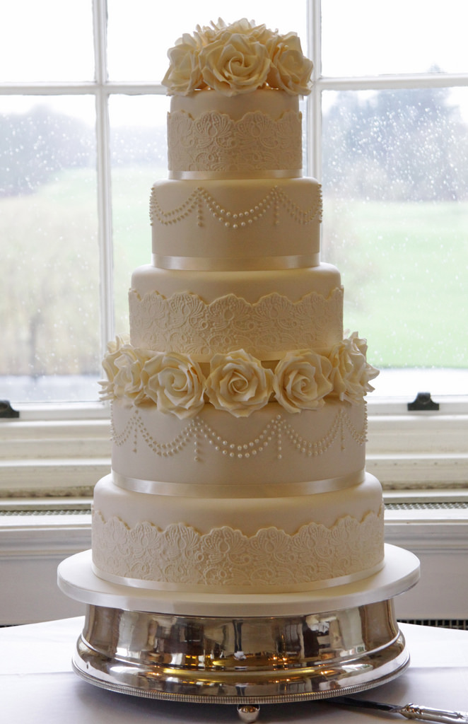 5 Tier Wedding Cake Ivory