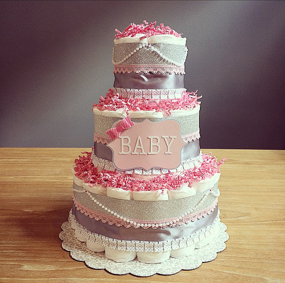 Baby Shower Cakes with Pearls and Glitter
