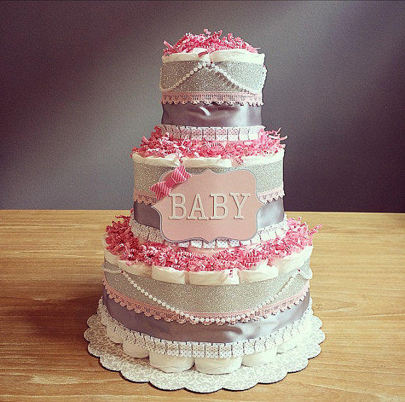 Baby Shower Cakes with Pearls and Glitter Baby Shower Cakes with Pearls and Glitter