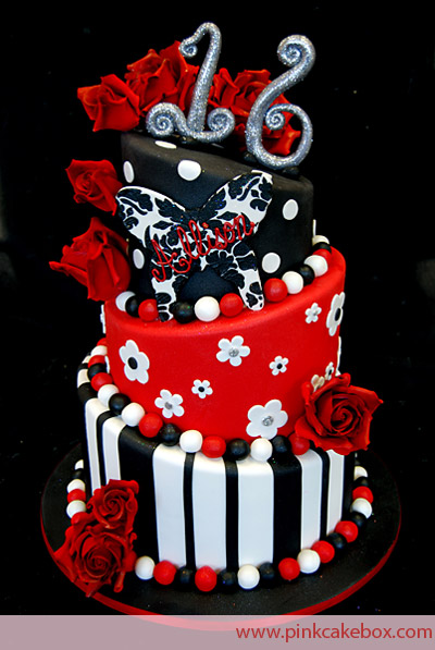 Black and White Sweet 16 Cake