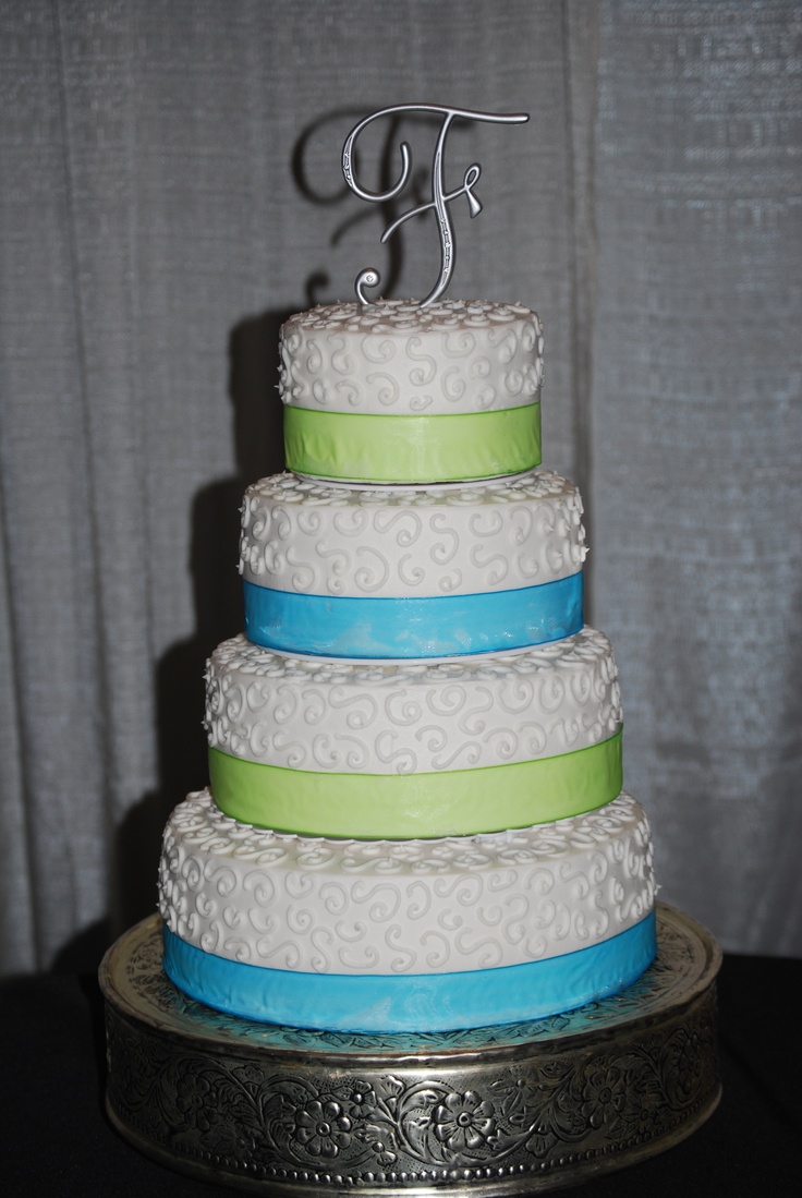 Blue and Green Wedding Cake