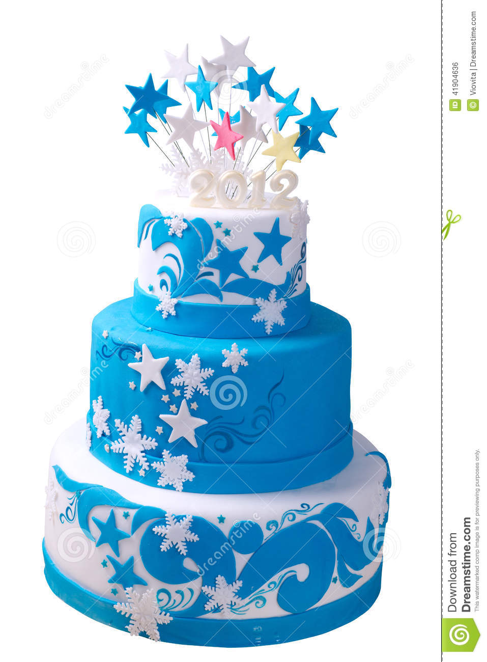 Blue and White Birthday Cake