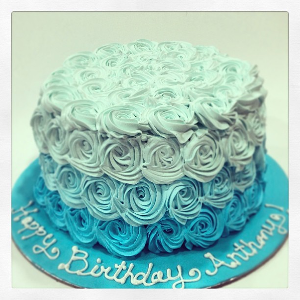 Blue Ombre Birthday Cake