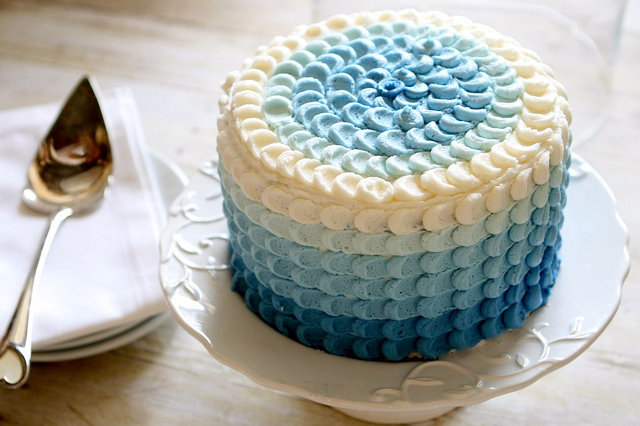 Blue Ombre Petal Cake