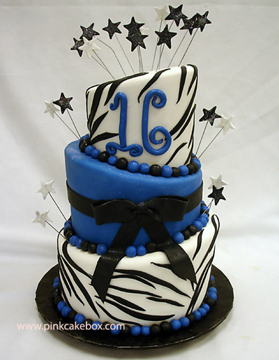 Blue Sweet 16 Birthday Cakes