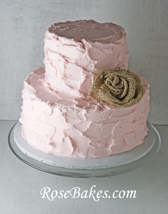 Burlap and Pink Baby Shower Cake