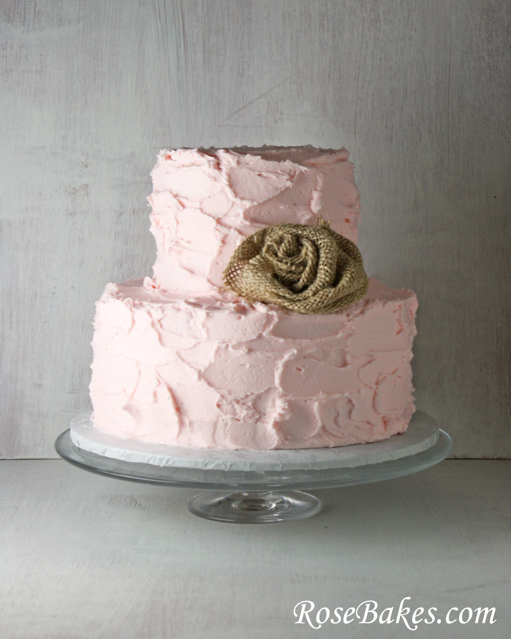 Burlap and Pink Baby Shower Cake