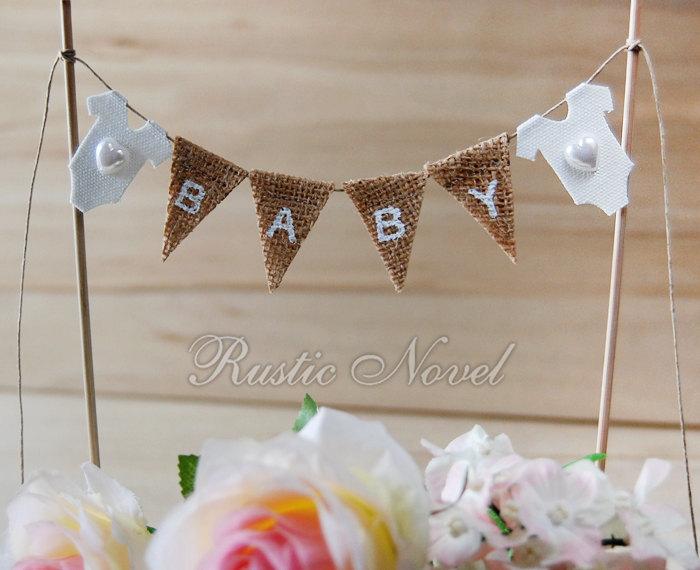 Burlap Baby Shower Cake Topper