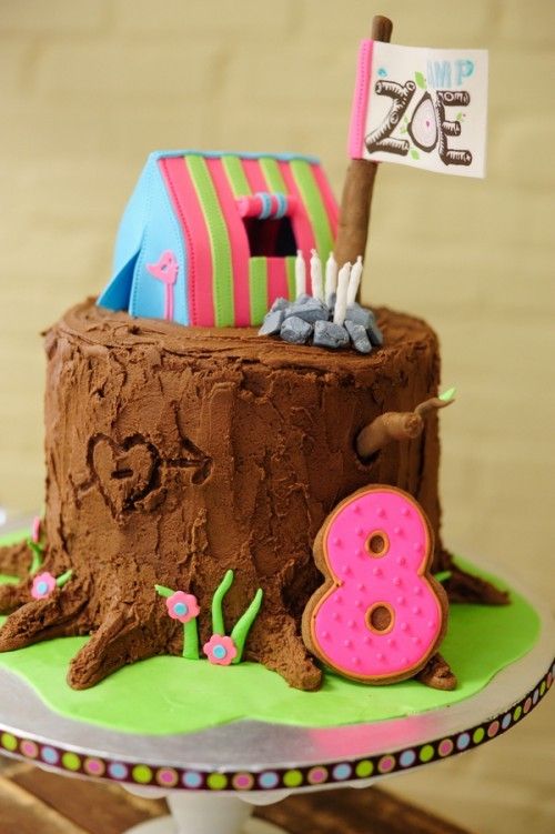 Camping Themed Birthday Party Cake