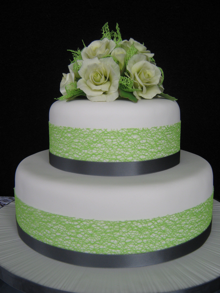 Charcoal Grey and Lime Green Wedding Cake