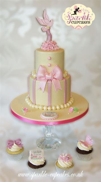 Christening Cake with Matching Cupcakes