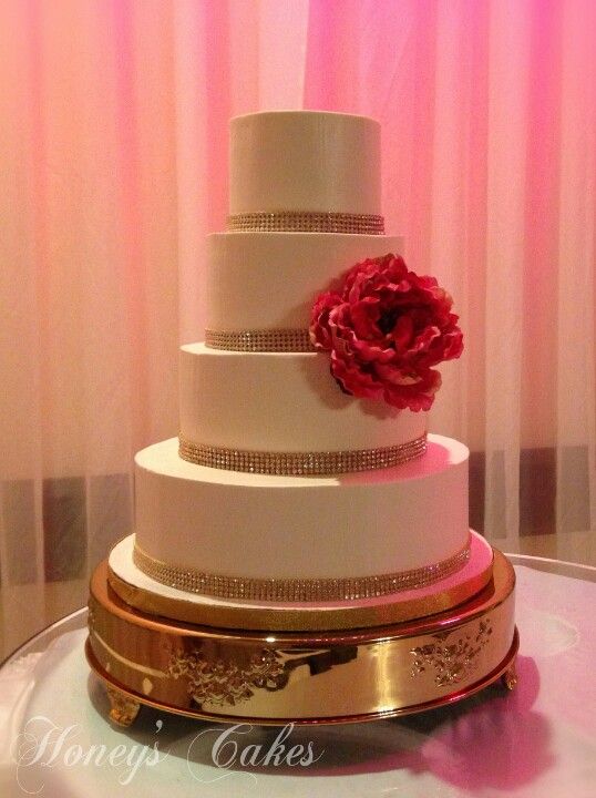 Elegant Buttercream Wedding Cakes with Bling