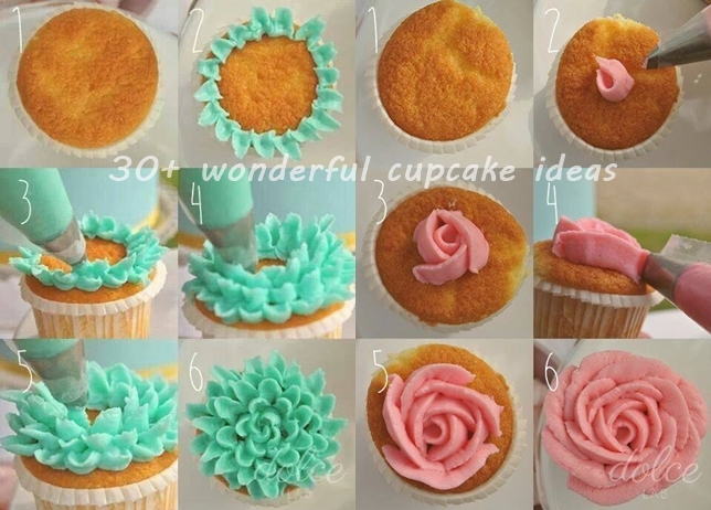 Flower Cupcakes Decorating Idea