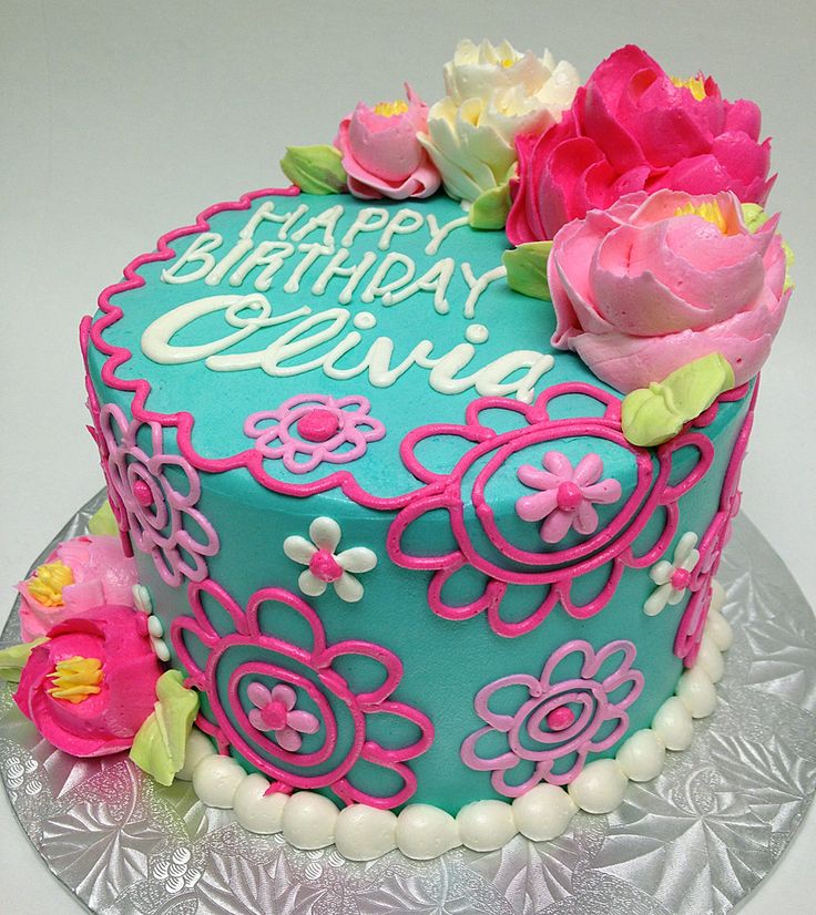 Girl Buttercream Birthday Cake Designs