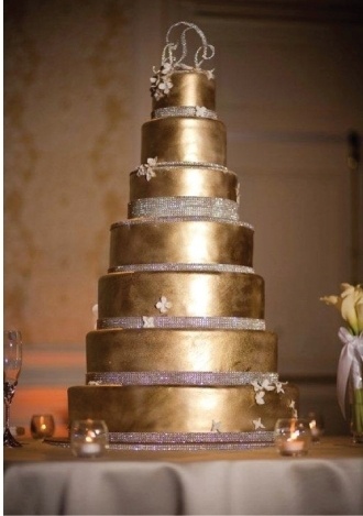 Gold and Bling Wedding Cake