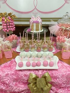 Gold and Pink Princess Baby Shower Cakes