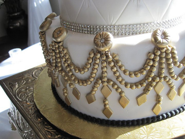 Gold Wedding Cakes with Bling