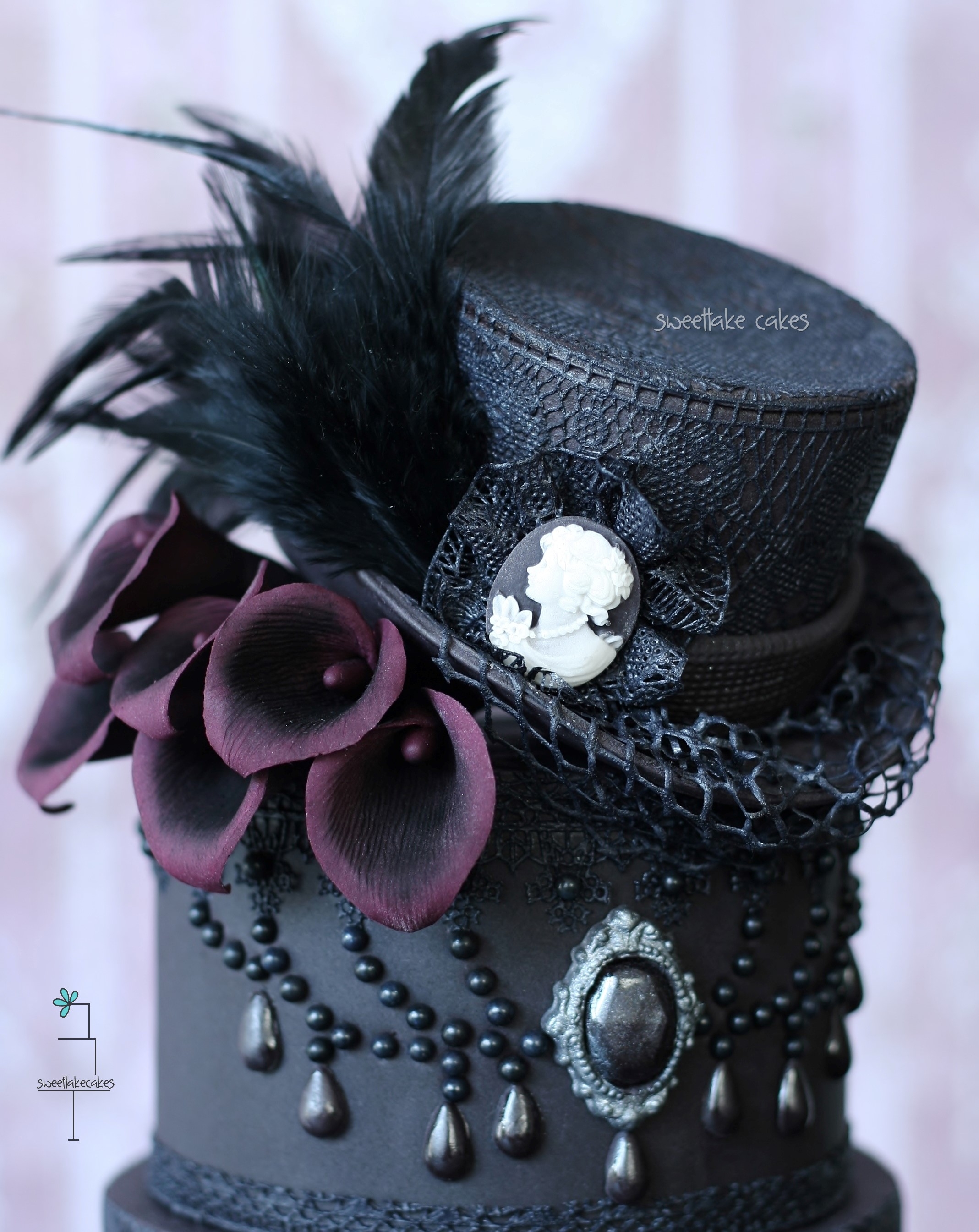 Gothic Wedding Cake with Top Hat