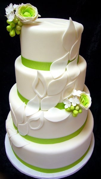 Green and White Wedding Cake