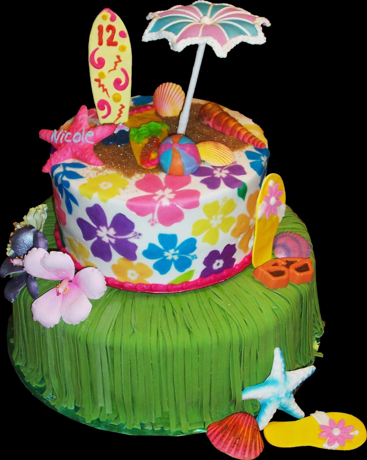 Hawaiian Theme Birthday Cake