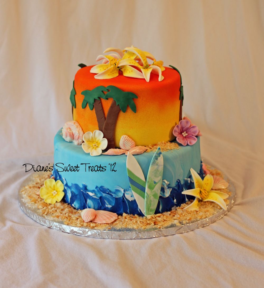 Hawaiian Themed Birthday Cake