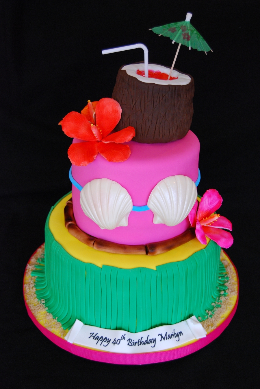 Hawaiian Themed Birthday Cake