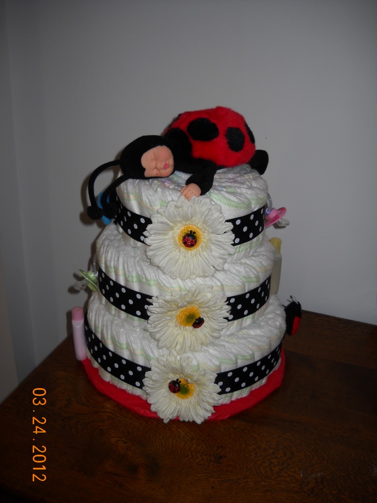 Ladybug Baby Shower Diaper Cake Idea Ladybug Baby Shower Diaper Cake Idea