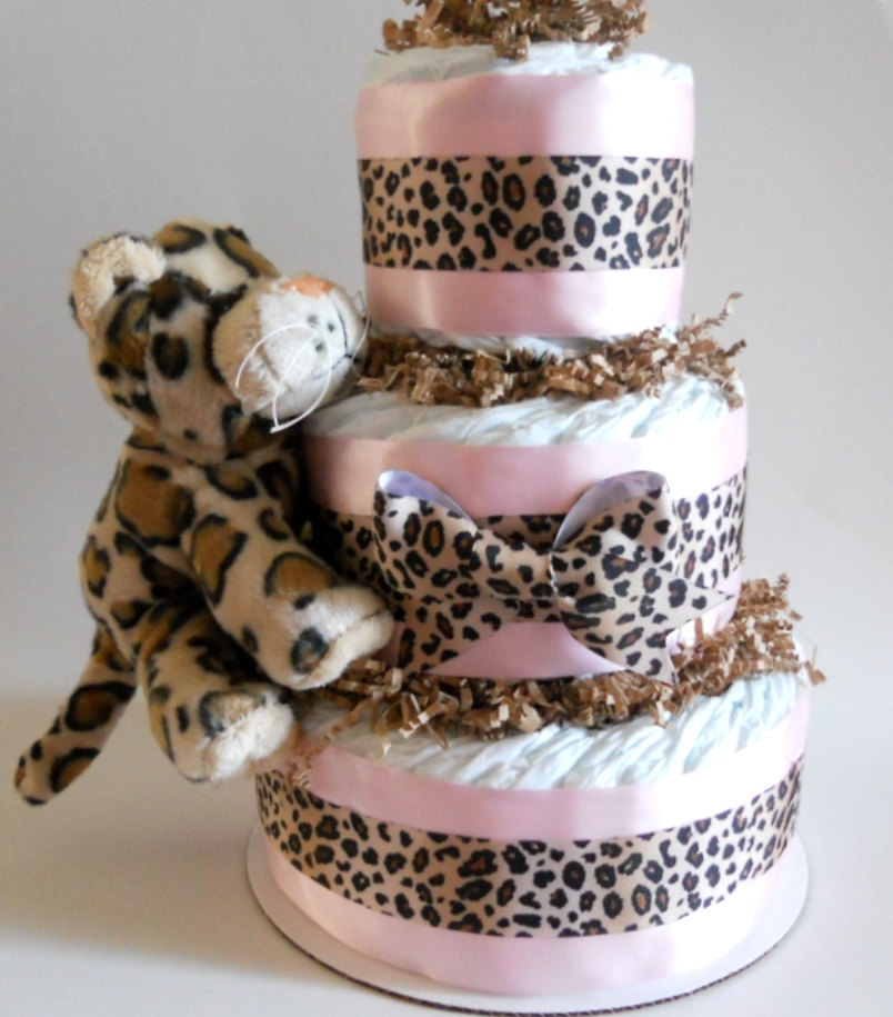 Leopard Baby Shower Diaper Cake Leopard Baby Shower Diaper Cake