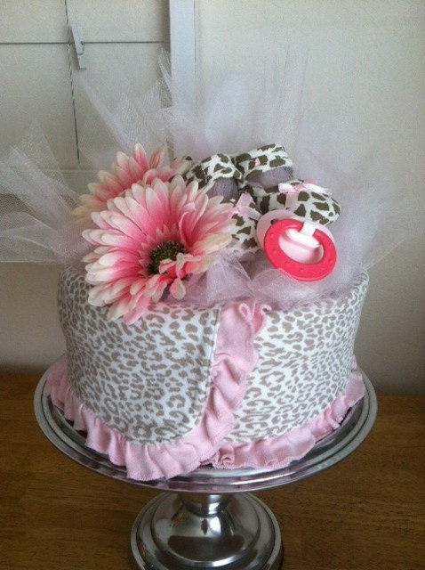 Leopard Girl Baby Shower Diaper Cake