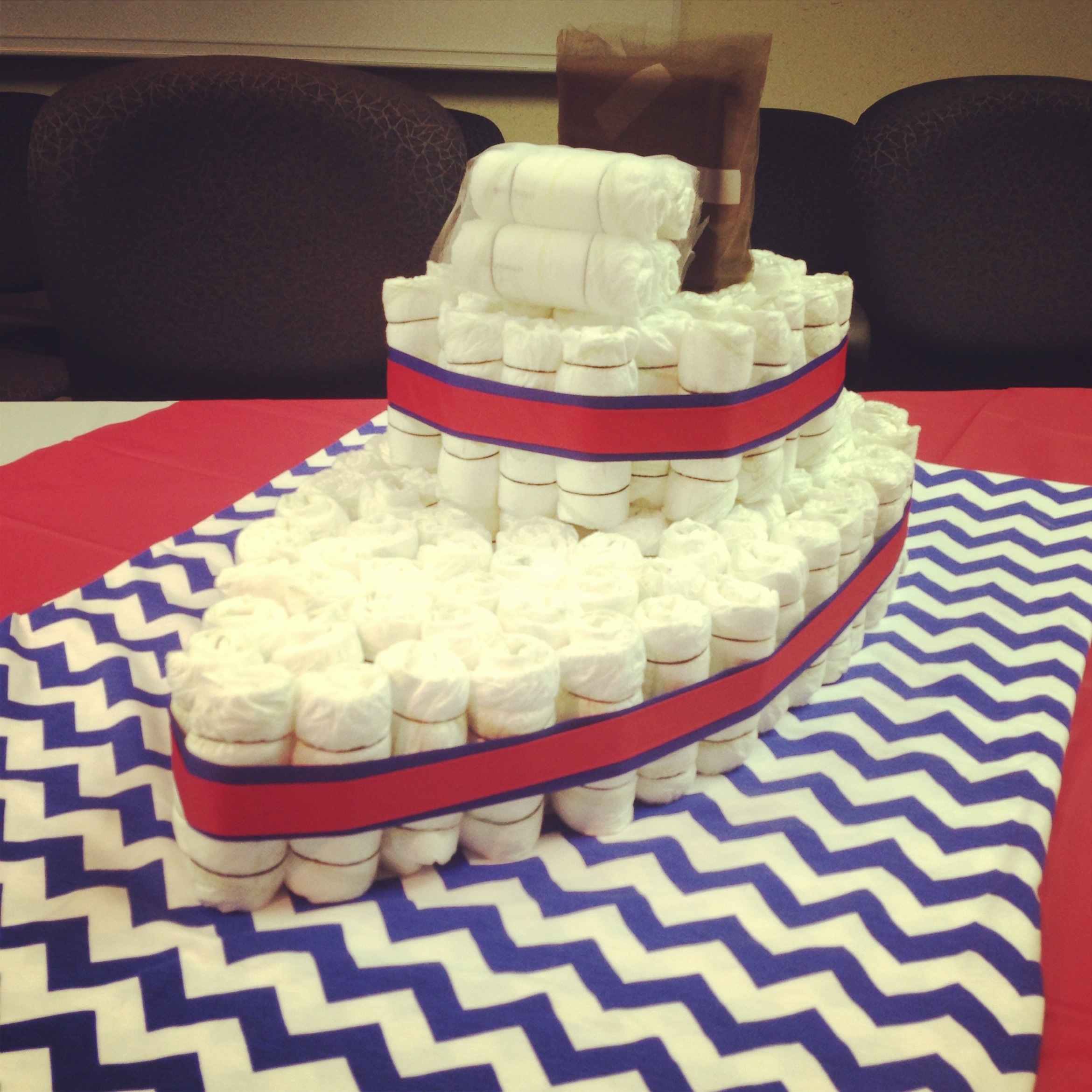 Nautical Theme Baby Shower Diaper Cake Boat