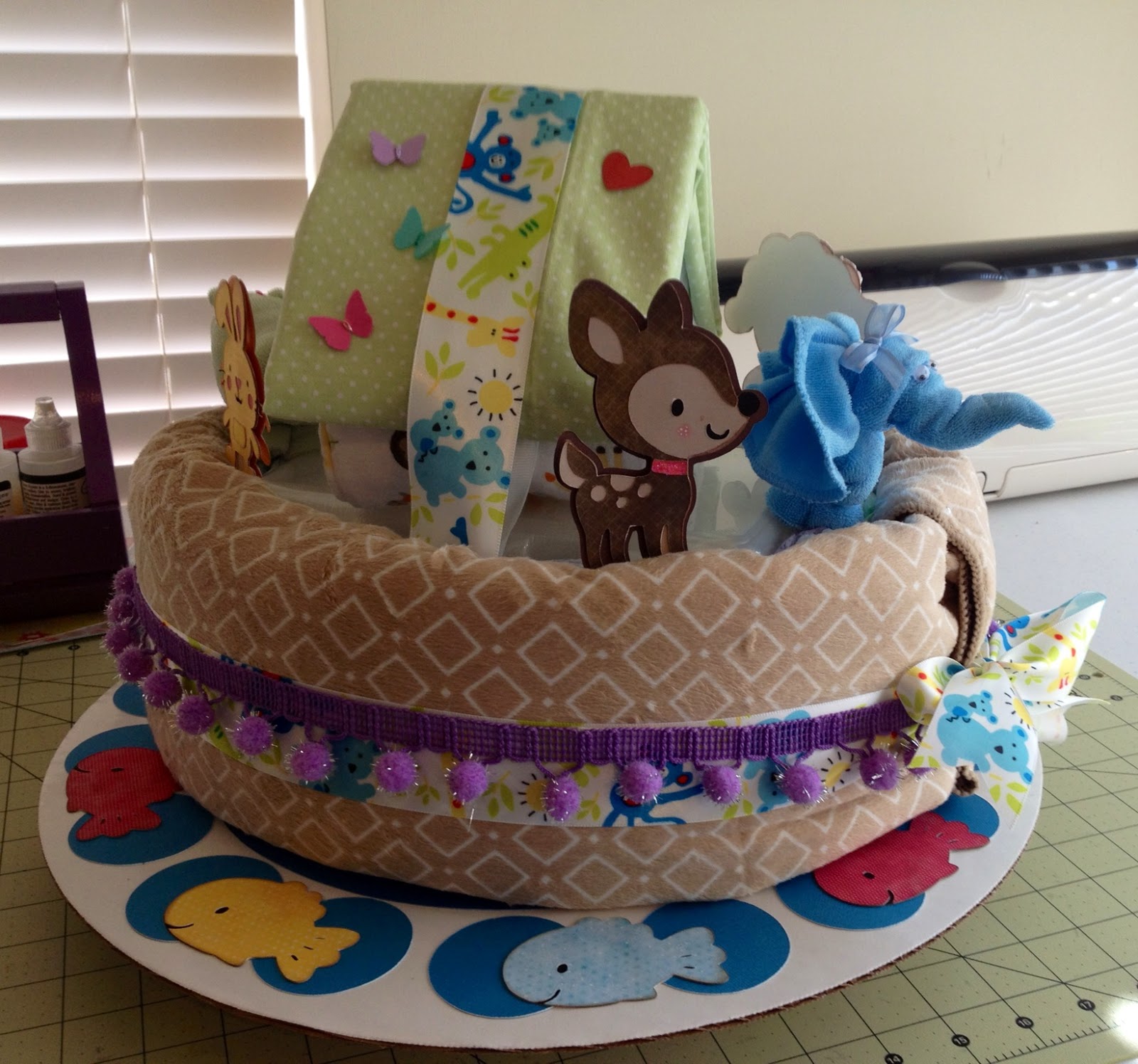 Noah's Ark Diaper Cake