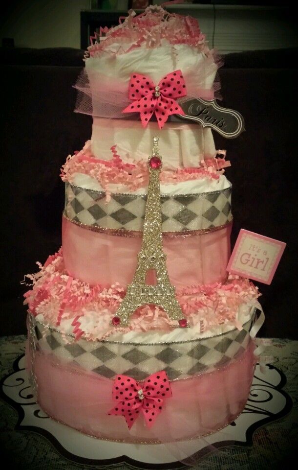 Paris Theme Baby Shower Diaper Cake