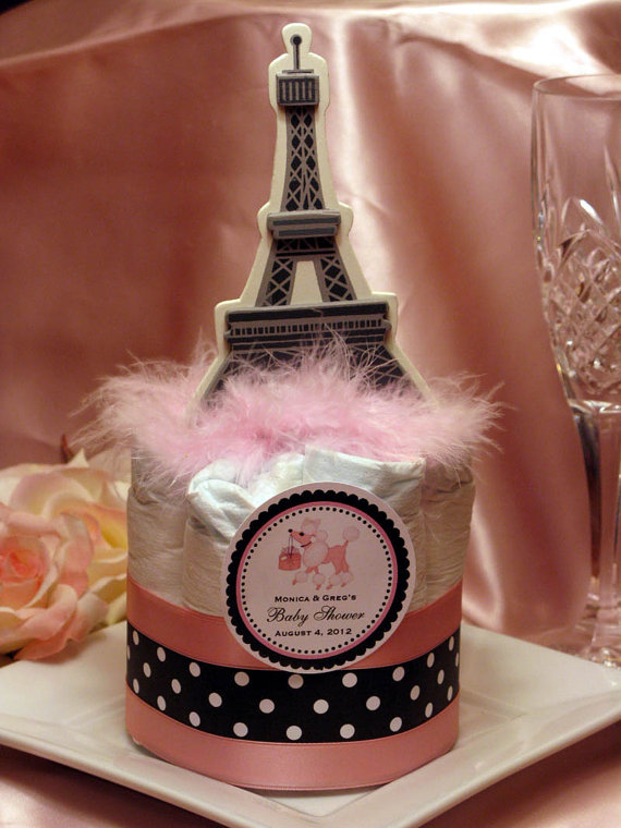 Paris Theme Baby Shower Diaper Cake