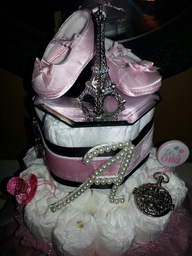 Paris Theme Diaper Cake