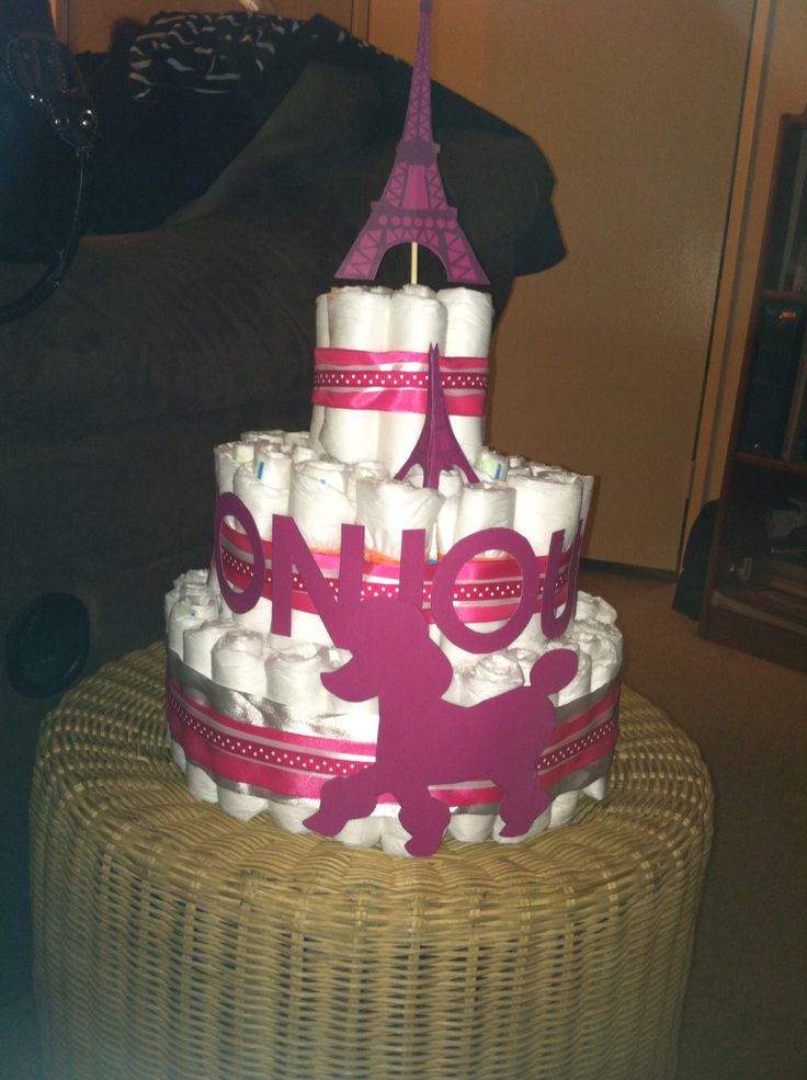 Paris Theme Diaper Cake