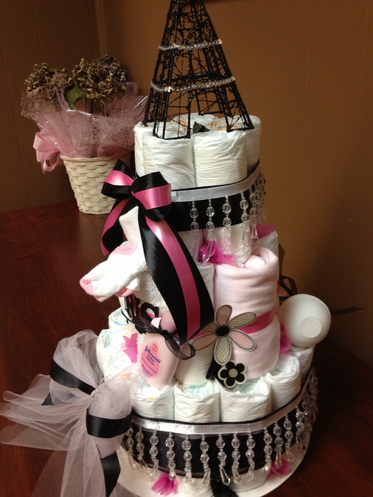 Paris Themed Diaper Cake