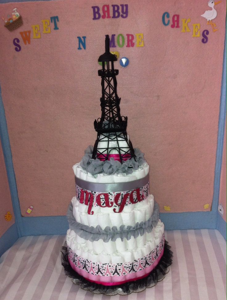 Paris Themed Diaper Cake