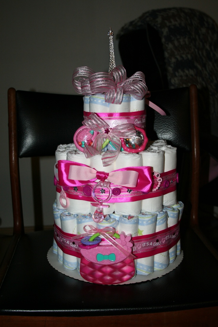 Paris Themed Diaper Cake