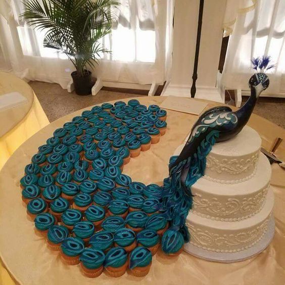 Peacock Cupcakes Wedding Cake Designs