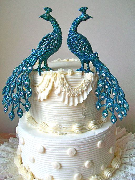 Peacock Wedding Cake Topper