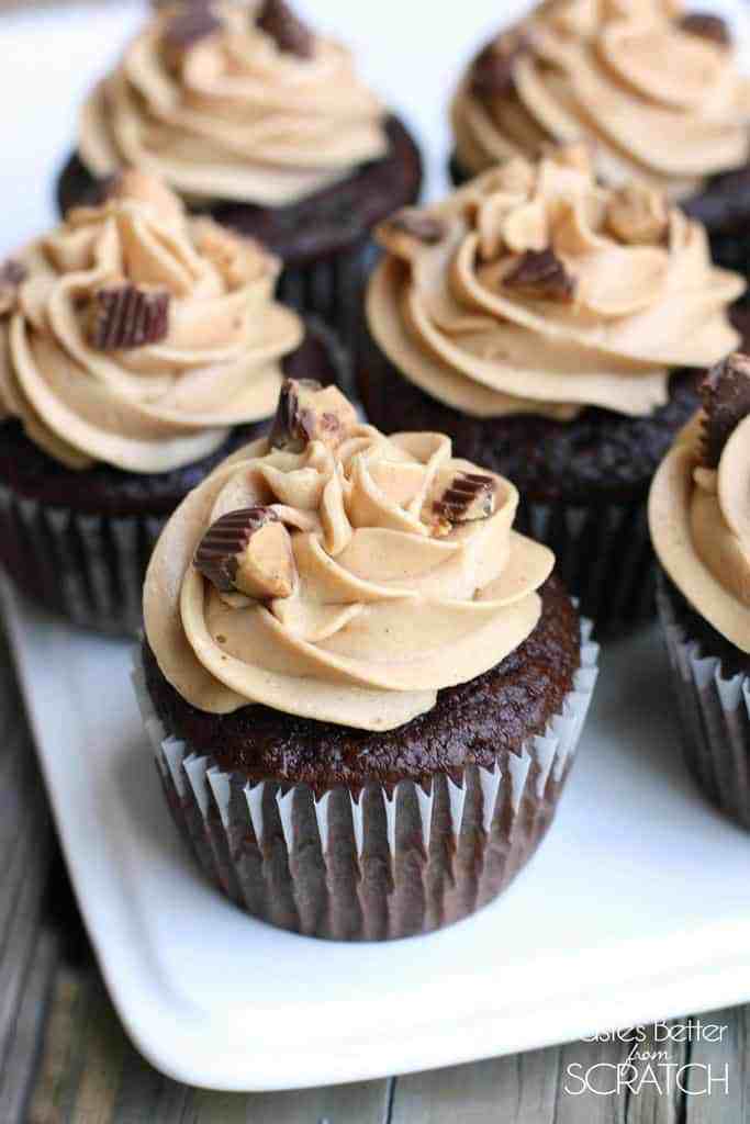 Peanut Butter Chocolate Cupcakes From Scratch