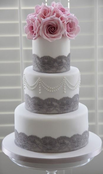 Pink and Gray Wedding Cake Ideas