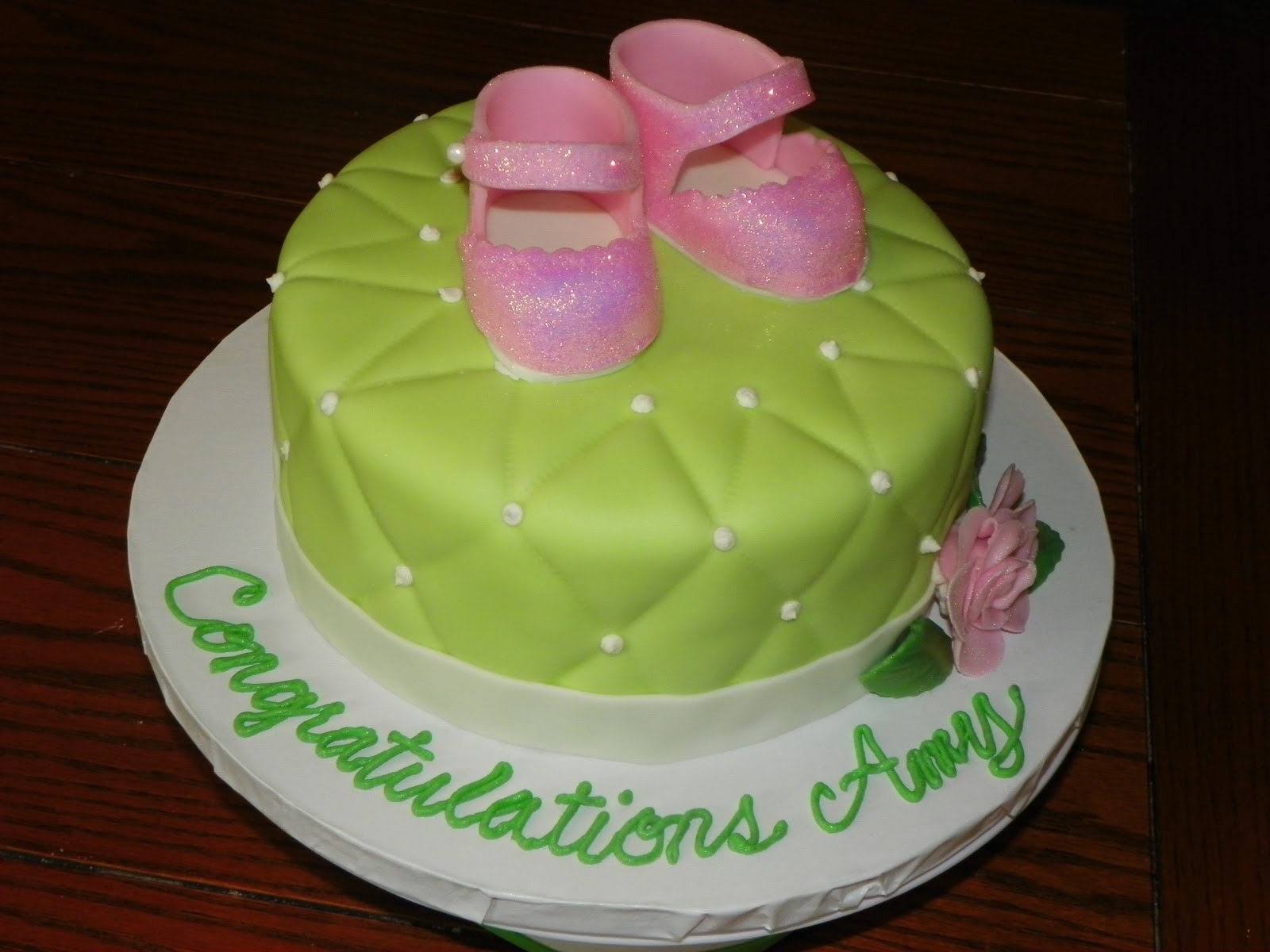 Pink and Green Baby Shower Cake Girl