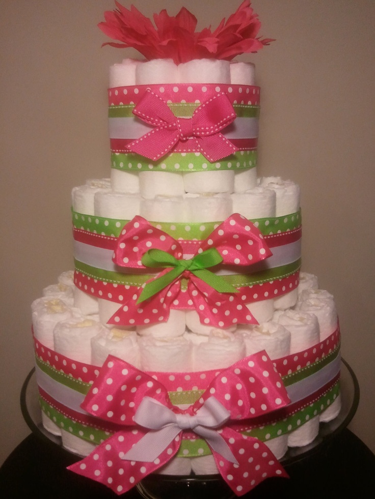 11 Photos of Pink Lime Green Diaper Cakes 11 Photos of Pink Lime Green Diaper Cakes