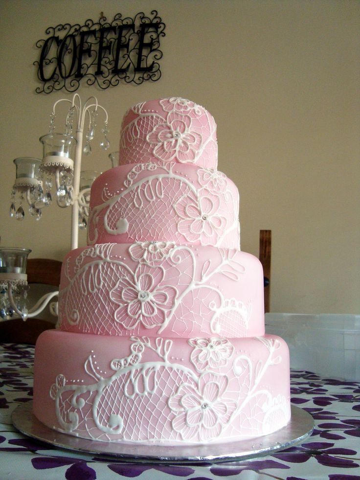 Pink Lace Wedding Cake
