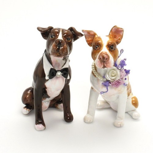 Pitbull Wedding Cake Toppers