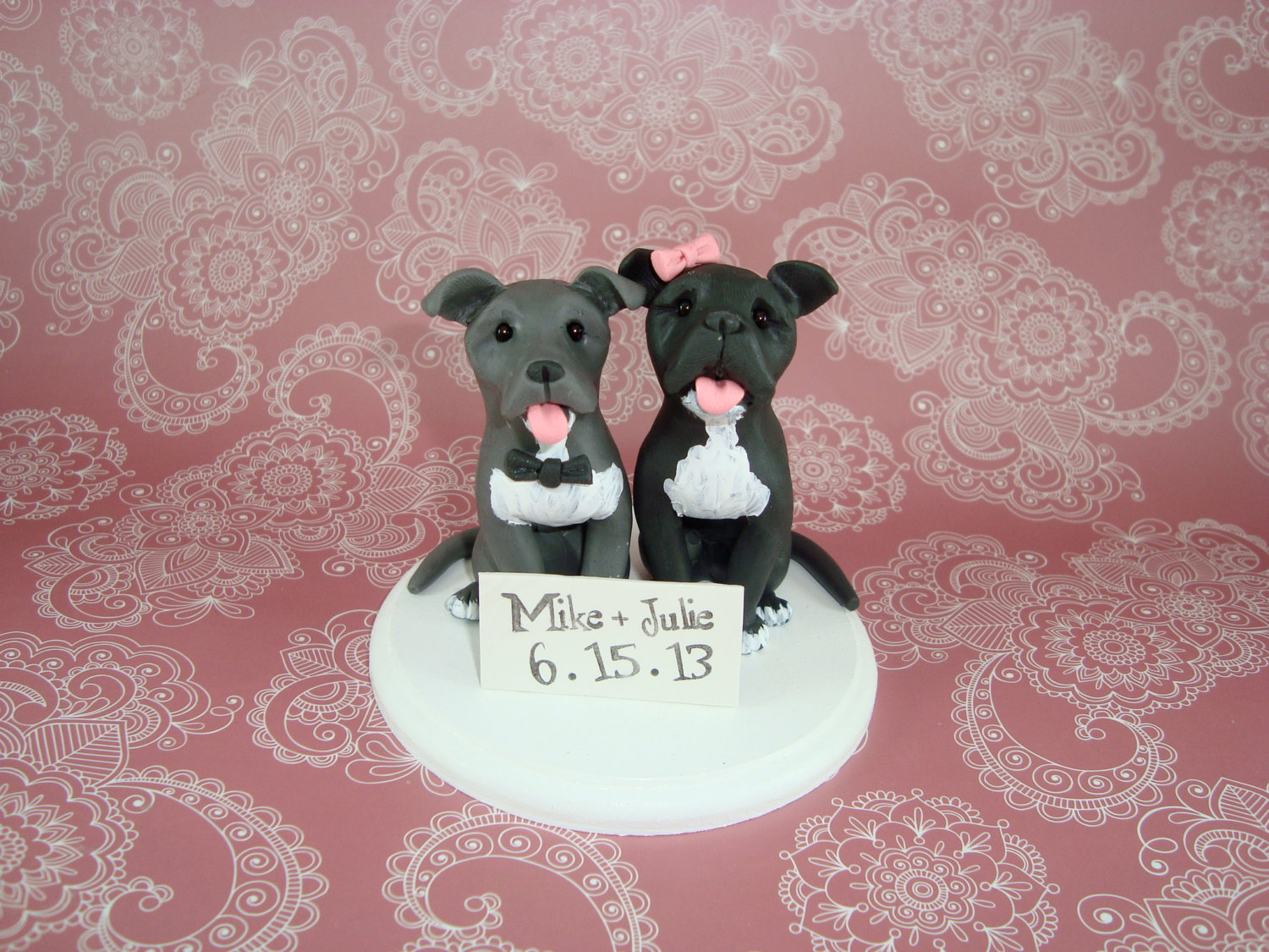 Pitbull Wedding Cake Toppers