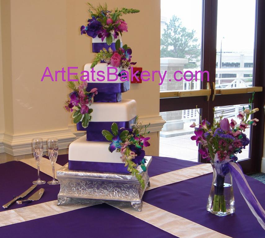 Purple Square Wedding Cakes Designs
